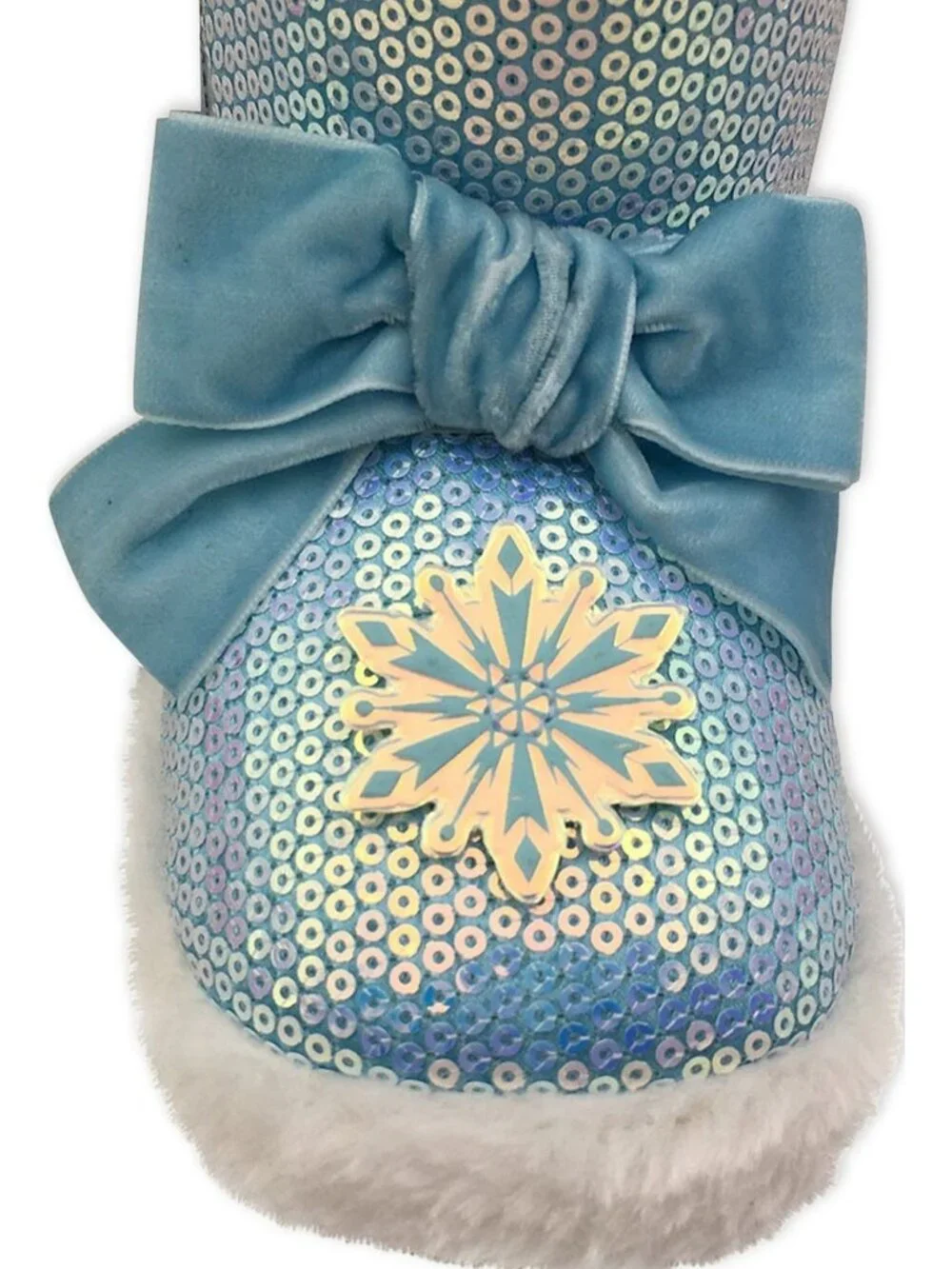 Disney Frozen Kids Size 5-6 Bootie Slippers With Sparkly Sequins & Faux Fur Cuff